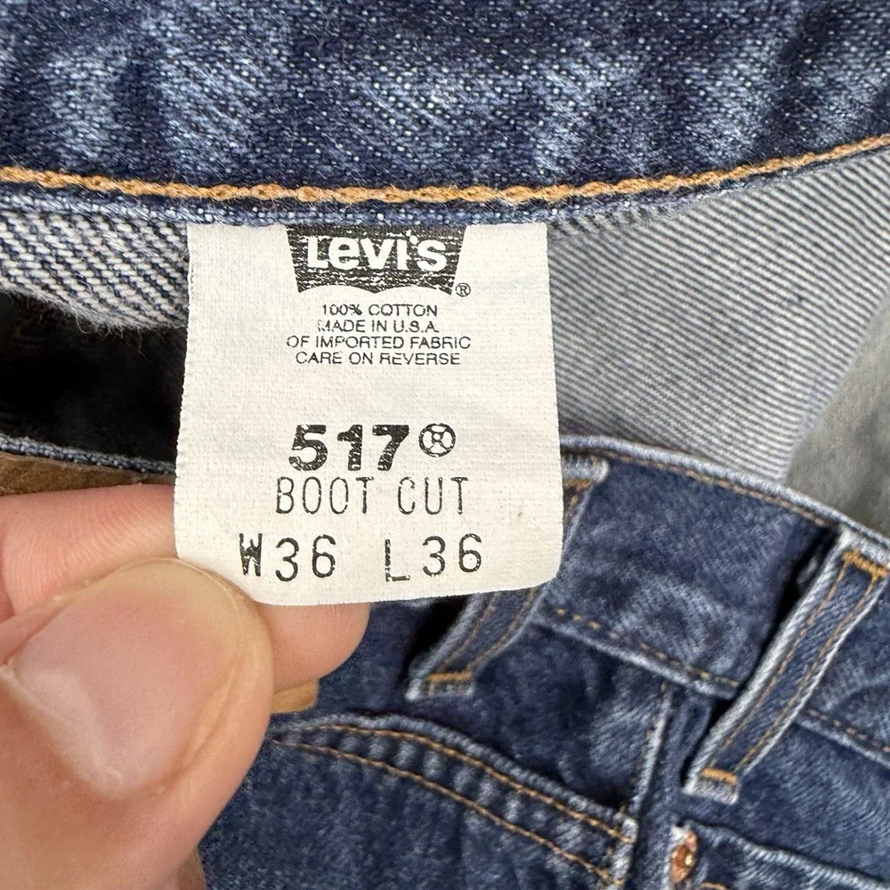 Vintage Levis Jeans Mens 36x36 (Fits 36x27) Medium Wash 517 Bootcut‎ Made In USA